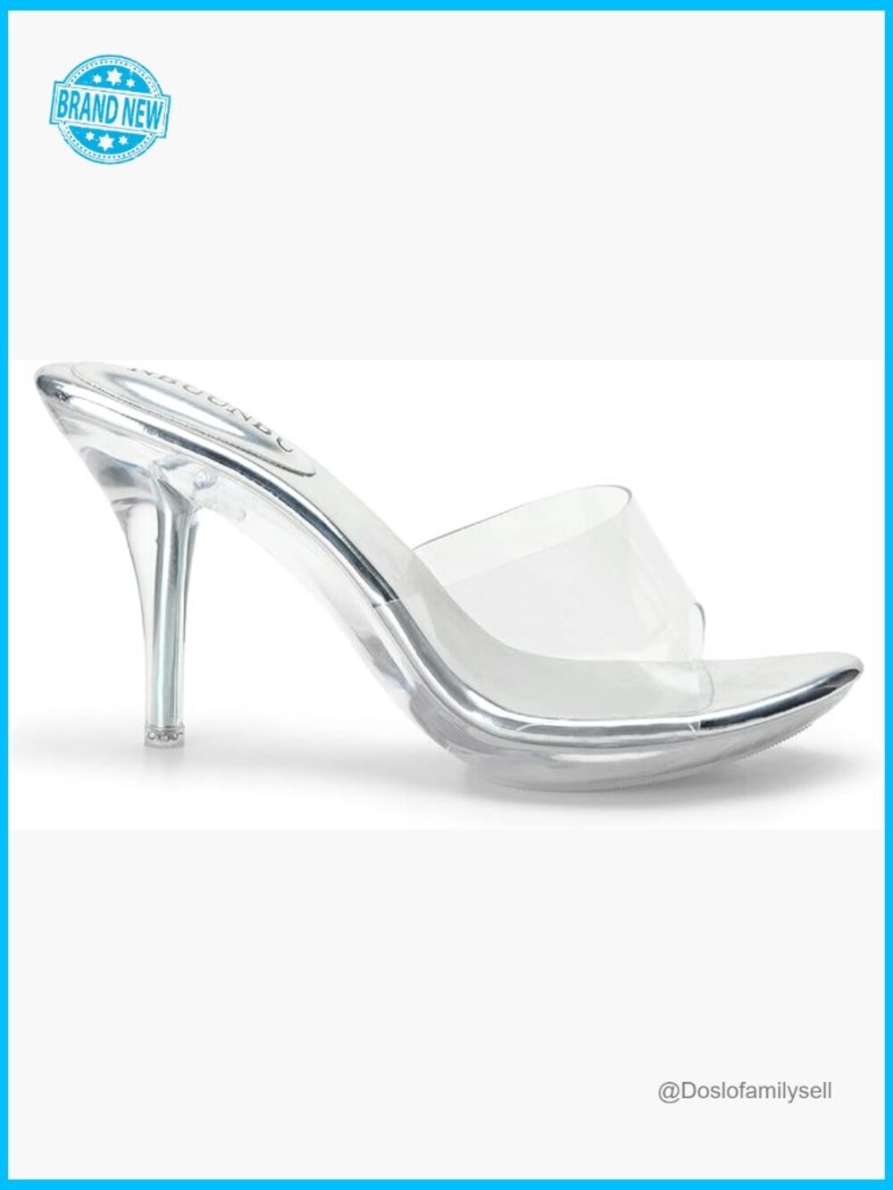 Silver Clear Heeled Mules Stiletto Sandals Sexy Slip On Open Toe Party Shoes